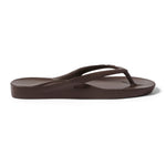 Archies Brown Arch Support Flip Flops — Side profile left shoe inside view